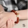 Red Agate & White Jade Blessing Bracelet - Abundance & Spiritual Grounding