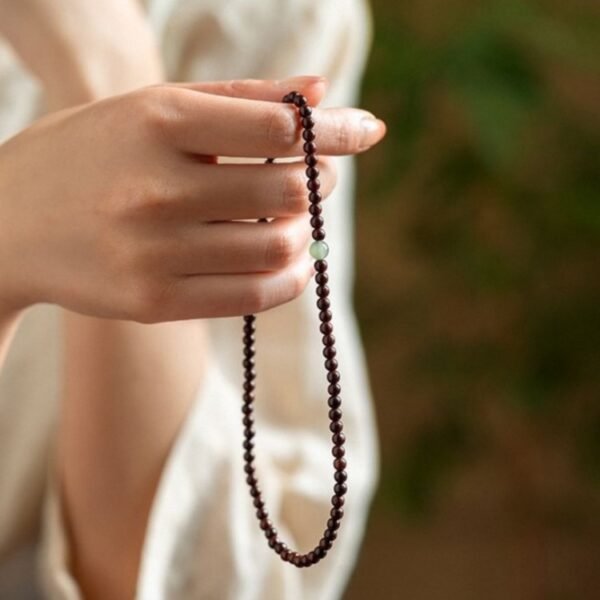 6mm Red Sandalwood & Green Agate Double Bracelet - Feng Shui Protection & Buddhist Blessing