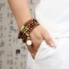 108 Rosewood Mala with Lotus Pendant - Buddhist Meditation & Protection Bracelet