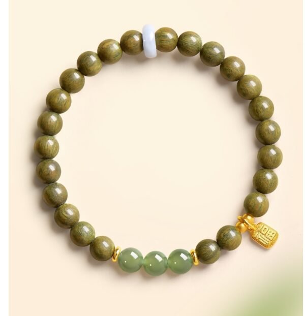 Green Sandalwood Healing Bracelet Hetian Jade Beads - Stress Relief & Positive Energy