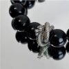 Silver Obsidian, Moonstone and Feng Shui Dragon Charm Spiritual Healing Bracelet for Confidence, Love & Success