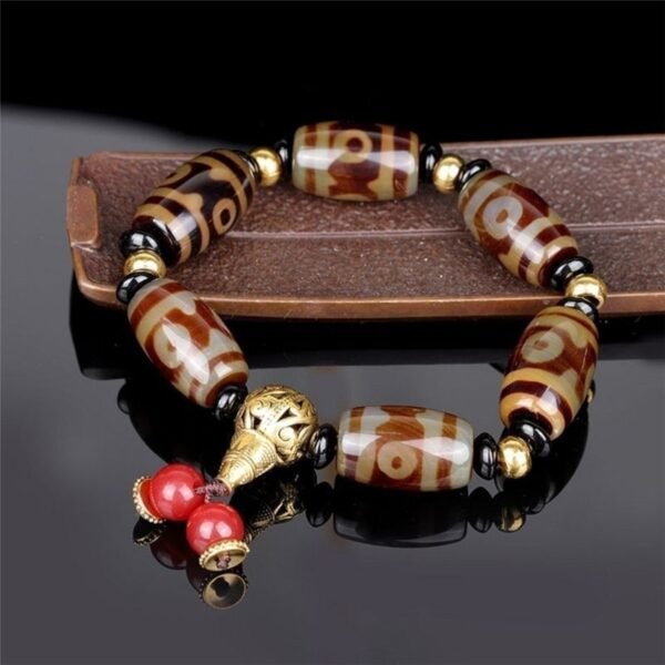 Tibetan Nine-Eye Dzi Bracelet for Wealth & Protection