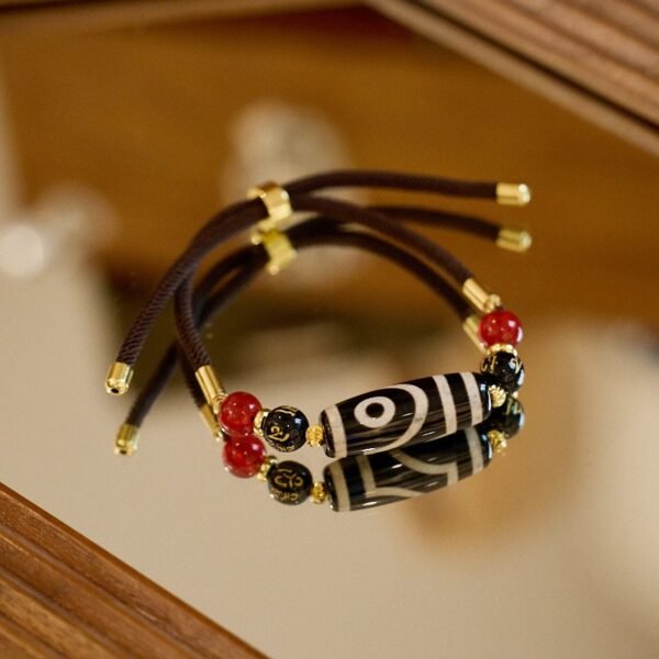 Tibetan 9-Eye Dzi Agate Bracelet - Feng Shui Wealth & Protection