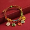 Tibetan Buddhist Red String Five Fortune Deities Bracelet - Luck & Abundance