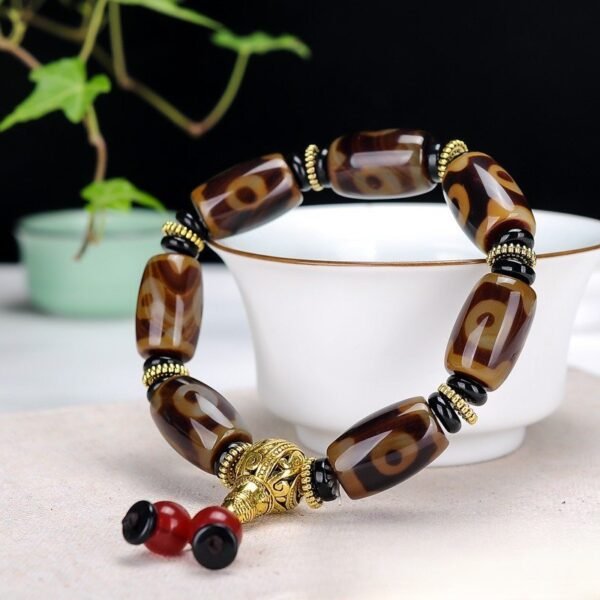 Tibetan Nine-Eye Dzi Bracelet for Wealth & Protection