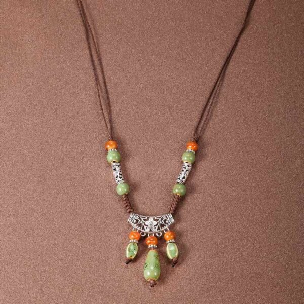 Tibetan Ceramic Third Eye Forehead Chain - Spiritual Pendant