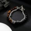 Tiger Eye Lava Bead Bracelet - Titanium Steel Two-Tier Protection Jewelry