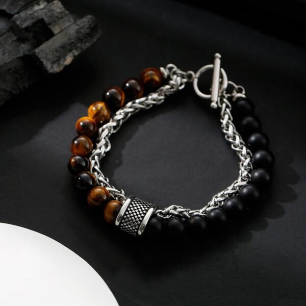 Tiger Eye Lava Bead Bracelet - Titanium Steel Two-Tier Protection Jewelry