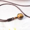 Tiger Eye Stone Necklace - Hand-Knotted Healing Jewelry for Courage & Protection
