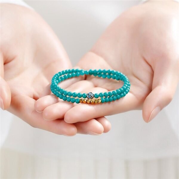 Double Turquoise Bracelet - Protective Healing Beads for Wrist Energy