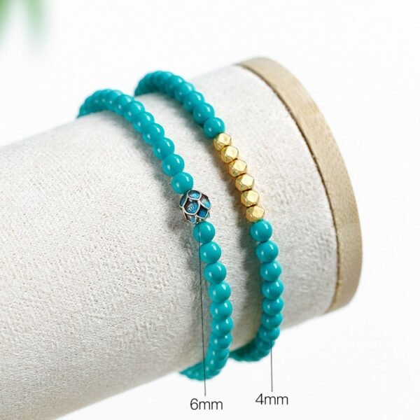 Double Turquoise Bracelet - Protective Healing Beads for Wrist Energy