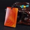 Zhanguo Red Agate "Wushi" Pendant – Minimalist Protection Talisman for Career Success & Inner Peace