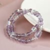 Amethyst & Clear Crystal Double Wrap Bracelet Chakra Balancing Energy Healing Stone for Wealth & Focus