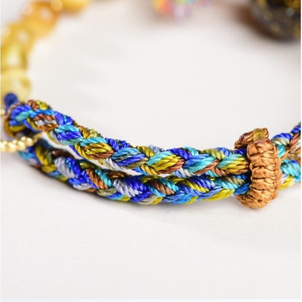 Tiger's Eye Protection Bracelet with Tibetan Lacquer Beads - For Wealth, Protection & Grounding