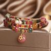 Rainbow Tourmaline Bracelet - Abacus & Peace Buckle to Attract Wealth and Safety