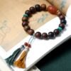 Agarwood Bracelet with Nanhong Agate Six True Words Mantra Bead for Protection & Blessings