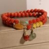Amber Red Agate Bracelet with Peace Knot for Harmony & Protection