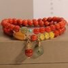 Amber Red Agate Bracelet with Peace Knot for Harmony & Protection