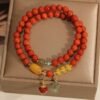Amber Red Agate Bracelet with Peace Knot for Harmony & Protection
