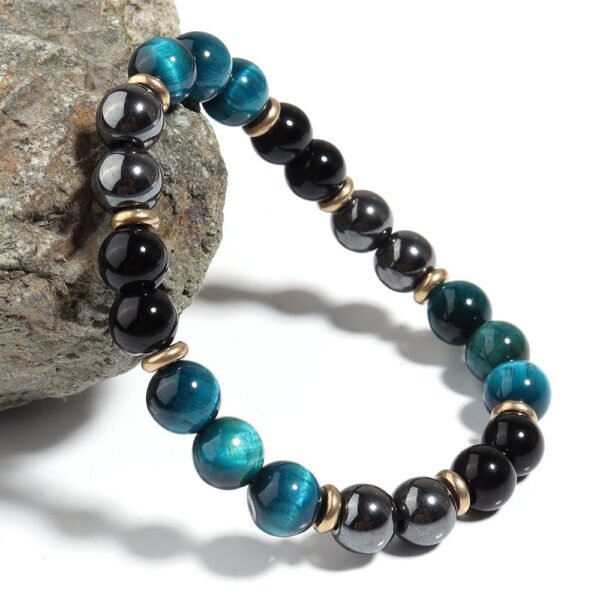 Blue Tiger Eye and Black Obsidian Bracelet for Fengshui Protection & Grounding