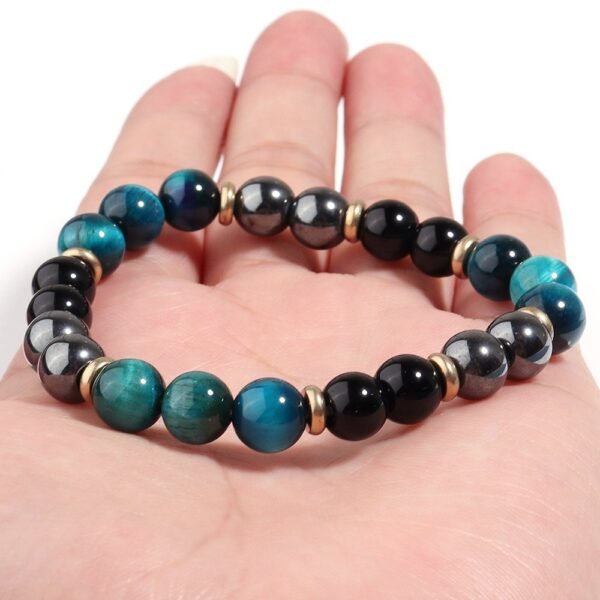 Blue Tiger Eye and Black Obsidian Bracelet for Fengshui Protection & Grounding