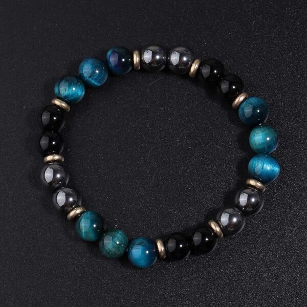 blue tiger eye obsidian protection bracelet