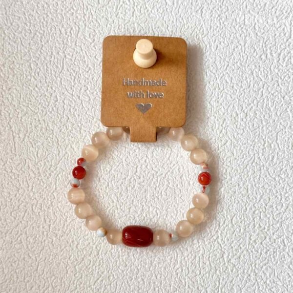 Cat's Eye Red Agate Bracelet for Protective Energy & Good Fortune