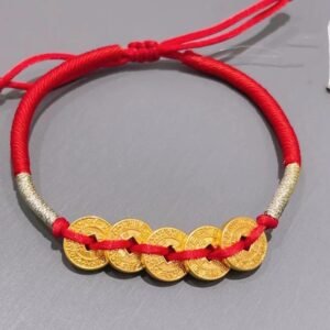 red string coin charm bracelet