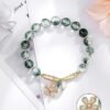 Cherry Blossom & Green Phantom Quartz Bracelet for Luck & Wealth