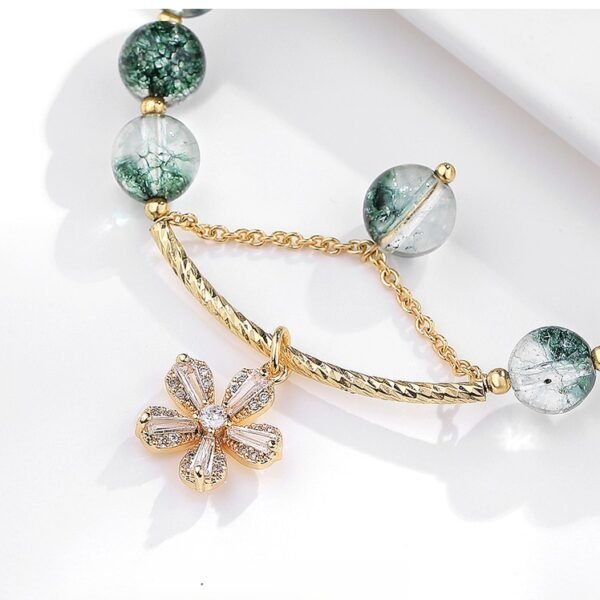 Cherry Blossom & Green Phantom Quartz Bracelet for Luck & Wealth