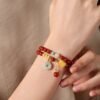 Amber Nanhong Agate Bracelet Jadeite Peace knot Pendant for Wealth & Protection