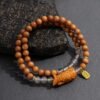 Sandalwood Ash Agate Koi Fish Bracelet, Double Strand Mala for Career Success & Good Fortune