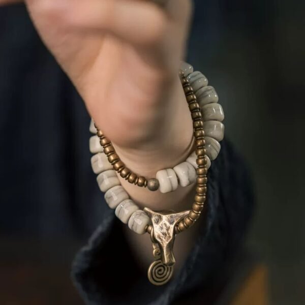 Ox Head Skull Bracelet for Men - Feng Shui Career & Success