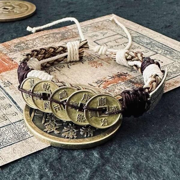 Tai Sui & Five Emperor Coins Protection Bracelet Feng Shui Amulet