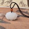 Afghan White Jade Lotus Necklace for Purity & Spiritual Growth