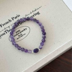 S925 Sterling Silver Amethyst Charoite Bracelet for Healing & Protection