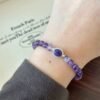 S925 Sterling Silver Amethyst Charoite Bracelet for Healing & Protection