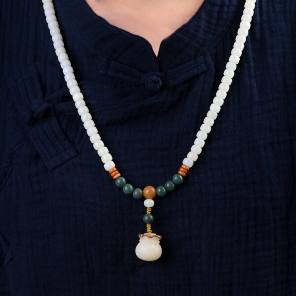 108 Bodhi Seed Mala with Money Bag Pendant for Fortune & Blessings