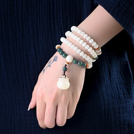 108 Bodhi Seed Mala with Money Bag Pendant for Fortune & Blessings