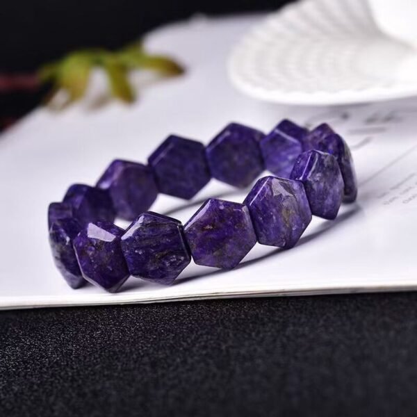 Charoite Palm Worry Stone Bracelet for Wisdom & Inner Strength