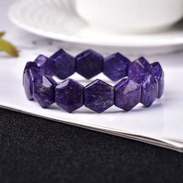 Charoite Palm Worry Stone Bracelet for Wisdom & Inner Strength