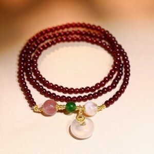 Garnet Peace Buckle Bracelet for Safe Passion & Harmonious Love