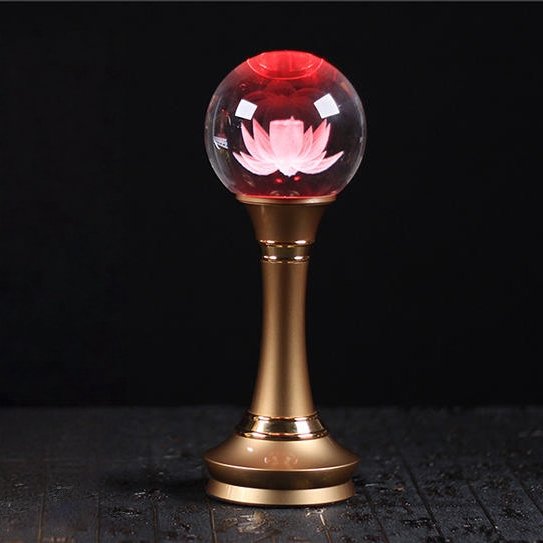 LUTOS 2 Buddhist Altar Light: Seven-Color LED with Lotus Peace Ball for Home Blessings