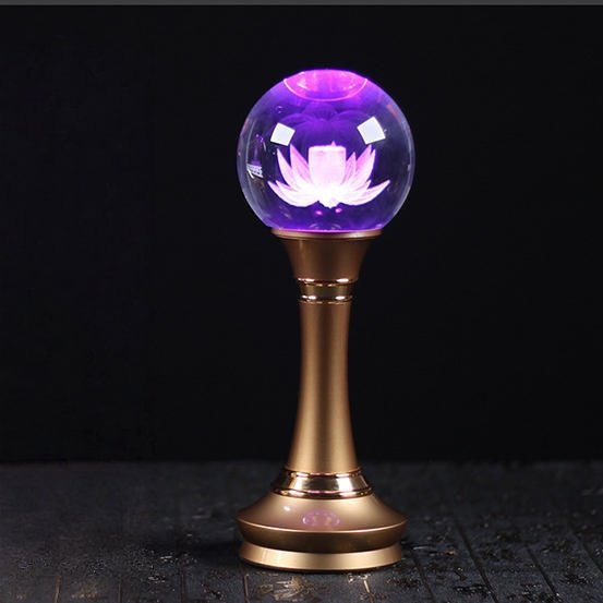 LUTOS 3 Buddhist Altar Light: Seven-Color LED with Lotus Peace Ball for Home Blessings