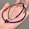 Wisdom & Strength Power Lapis Lazuli Red Agate Blue Crystal Necklace