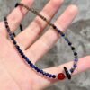 Wisdom & Strength Power Lapis Lazuli Red Agate Blue Crystal Necklace