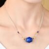 Clear Quartz Lapis Lazuli Golden Rutilated Quartz Necklace for Trinity Power & Wisdom