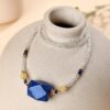 Clear Quartz Lapis Lazuli Golden Rutilated Quartz Necklace for Trinity Power & Wisdom