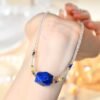 Clear Quartz Lapis Lazuli Golden Rutilated Quartz Necklace for Trinity Power & Wisdom