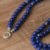 Mala bead 2 108 Lapis Lazuli Mala Bracelet with Lotus Pendant for Wisdom